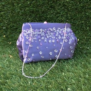 Lavender Swarovski Embellished Satin Mini Purse